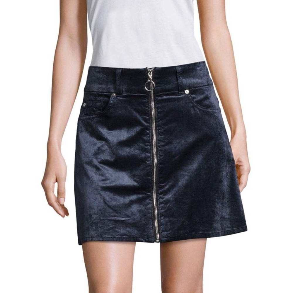 7 For all Mankind Zip- front Velvet Mini Skirt